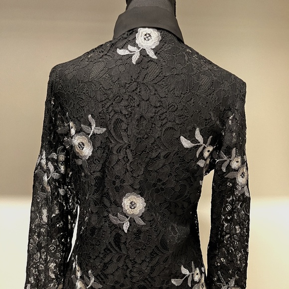 Anne Fontaine Long Sleeve Sheer Lace Blouse with Floral Pattern - Picture 1 of 8